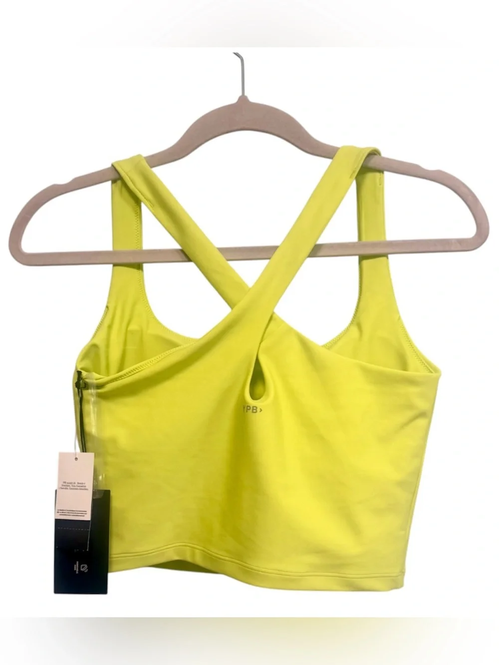 NWT YPB sculptlux neon yellow 4 way stretch sweat wicking sports bra, Medium - Picture 2 of 7